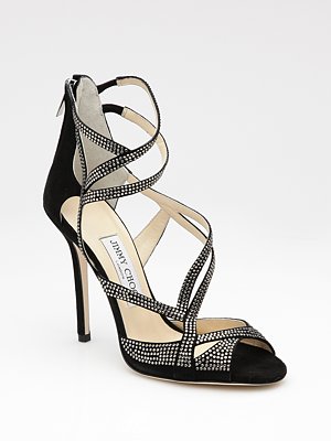 Jimmy Choo Suede and Crystal Strappy Sandals