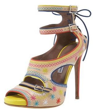 Tabitha Simmons Embroidered Ankle-Strap Platform Sandal