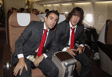 Xavi (left) and Carles Puyol could have had a V8