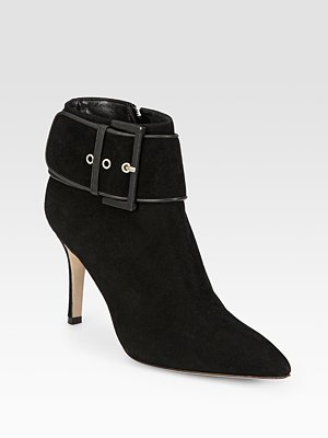 Manolo Blahnik Pointy-Toed Suede Ankle Boot