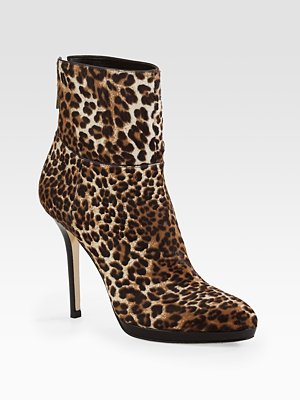 Alanis Leopard-Print Calf Hair Ankle Boots from Jimmy Choo