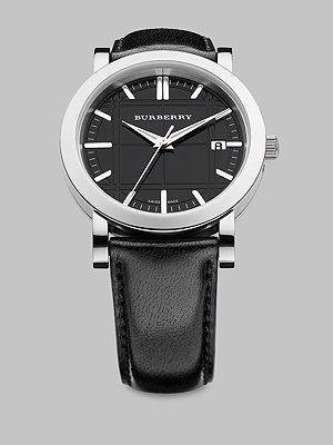 Burberry Stainless Steel and Leather Wrist Watch